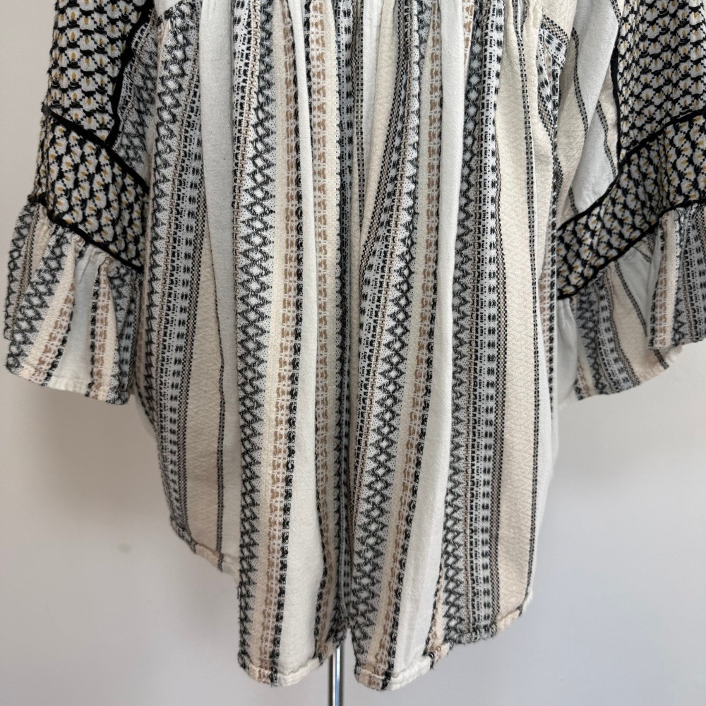 Free People Runnin On A Dream Boho Peasant Blouse M Cotton Bell Sleeve Festival - Picture 10 of 15